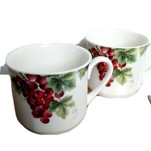 Royal Doulton Everyday Mugs 2 pc Vintage 1994 Grape Cup Coffee Tea Replacements